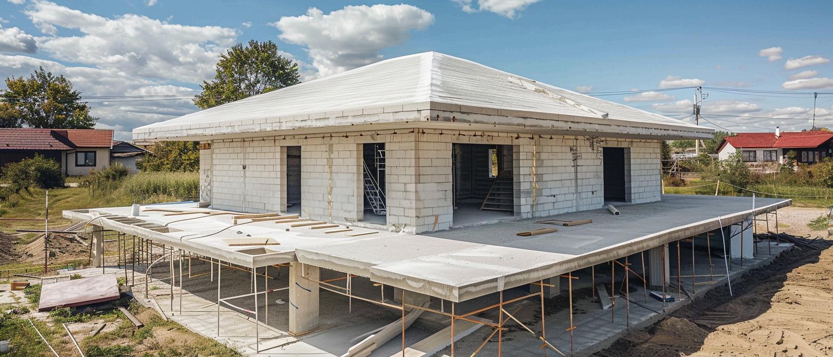 Крыша для дома из газобетона, строительство крыши дома газобетона, крыша дома из газобетона своими руками, односкатная крыша газобетон, дом из газобетона кровля